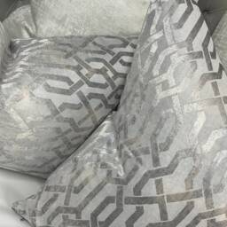 Silver - Grey Cushion Cover Geo, Luxury Pillow Cover, Geometric Throw Pillow, Modern Bed Cushions Sofa Double Sided - thumbnail 2