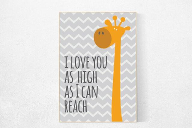 "Giraffe Nursery Art Print Safari Decor, " - image 1