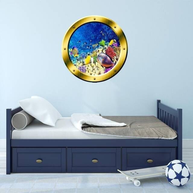 Underwater Scene School Of Fish Porthole Wall Art Ocean View - Vwaq Gp7 - image 1