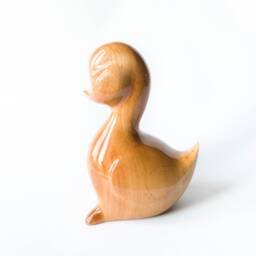 Hand Carved Ash Wood Duck Figurine Minimalist Sculpture - thumbnail 2