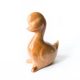 Hand Carved Ash Wood Duck Figurine Minimalist Sculpture - thumbnail 1