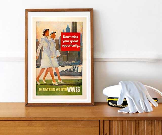 Reprint Of A Vintage Ww2 Us Navy Waves Recruiting Poster - image 1