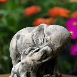Concrete Elephant Statue With Baby Elephant Family Figure Garden Sculpture Cement Wildlife Ornament Outdoor Yard Decor Animal Lover Gift - thumbnail 4