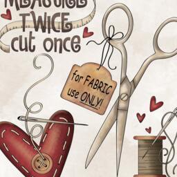 Primitive Style Sewing Themed'measure Twice Cut Once' A4 Card Wall Art Sign Printable Digital Download - thumbnail 2