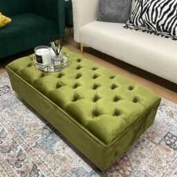 Handmade Chesterfield Velvet Footstool Custom Ottoman Bench - thumbnail 2