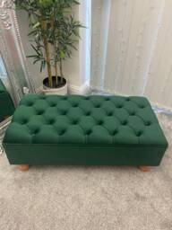 Handmade Chesterfield Velvet Footstool Custom Ottoman Bench - thumbnail 1