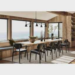 Mid-Century Modern Black Cone Chandelier Brass & Wood 6-Light Pendant - thumbnail 3