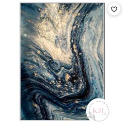 Navy & Gold Marble Abstract Wall Art Print