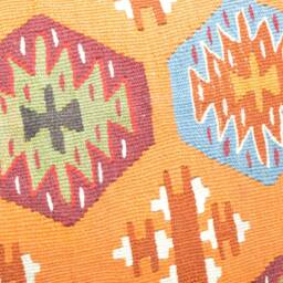 Orange Kilim Pillow Cover, Handwoven Wool Cushion, Bohemian Decor - 16x16'' - thumbnail 3