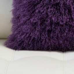 Dark Purple Mongolian Sheepskin Fur Cushion Made To Order Custom Sizes Double/Single Sided - thumbnail 2