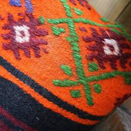 3060cm - 1224In Lumbar Vintage Kilim Cushion Cover Handwoven - Red Orange Black - thumbnail 3