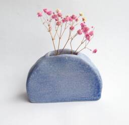Handmade Ceramic Vase - Geometric Blue Purple Glazed Pottery Clay Pot