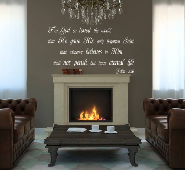 "Vinyl Wall Art Decal - John 316 ""For God So Loved The World, That He Gave His Only Begotten Son..." - image 1