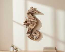 Handmade Driftwood Wall Art 24 Inch/60 cm, Drift Wood , Sea Horse Art, Home Decor, Room Living Room, Gift Idea - thumbnail 1