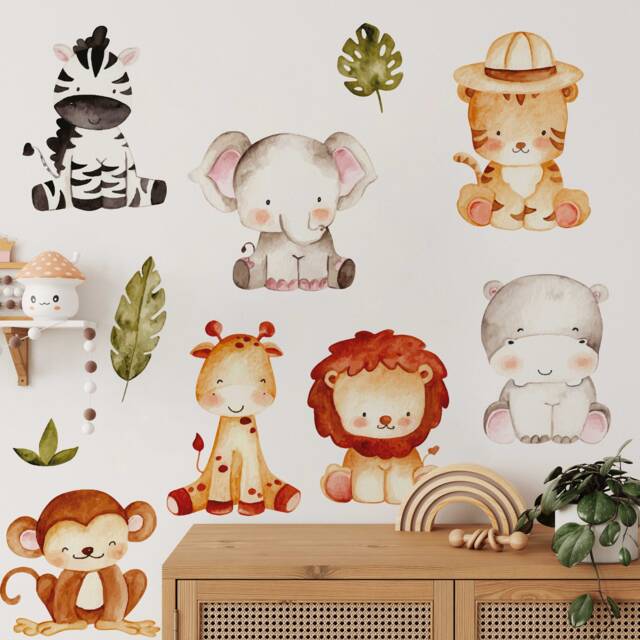 Safari Animal Wall Decals Reusable Jungle Nursery Decor - image 1