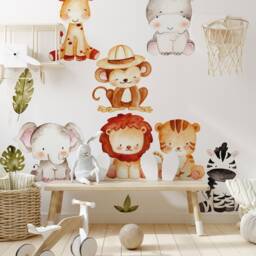 Safari Animal Wall Decals Reusable Jungle Nursery Decor - thumbnail 2