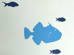 Fish Wall Decal Nautical Bathroom Decor - 24 Piece Set Stickers Unique Kids Room Or Boy Nursery Ocean Decals For