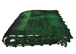 Velvet Quilt With Pompoms - Custom Color Plush Bedspread 20 Colors Twin Queen King Handmade Luxury Bedding Boho Dorm Decor Gift