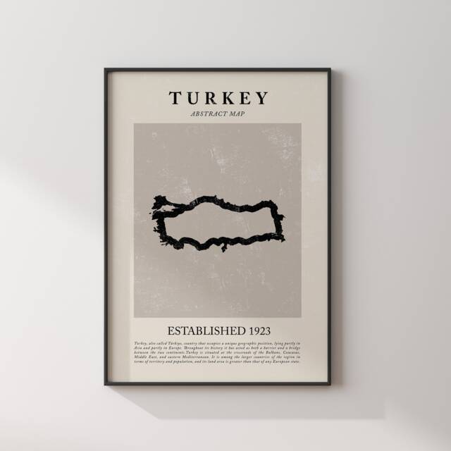 Abstract Turkey Map Vintage Wall Art Print Picasso + Matisse Inspired Travel Poster - image 1