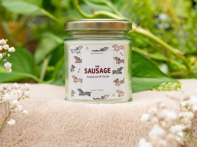 The Sausage Dog Daschund Scented Soy Wax Vegan Hand Poured Jar Candle - image 1