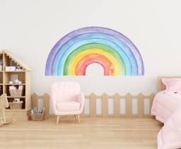 Rainbow Pastel Watercolor Style Children's Room Decor Removable Wall Stickers Decal Home D??cor Art Mural Fantasy Princess - thumbnail 1