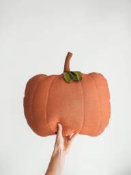 Linen Pumpkin Shaped Cushion Decorative Autumn Pillow Halloween Decoration - thumbnail 1