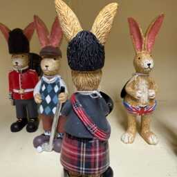 Hand Painted Poly Resin Rabbit Figurine Tartan Jasper - thumbnail 2
