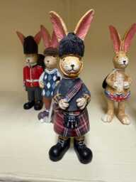 Hand Painted Poly Resin Rabbit Figurine Tartan Jasper - thumbnail 1