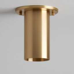 Solid Brass Semi-Flush Mount Ceiling Light - Mid-Century Modern Cylinder Fixture - thumbnail 4