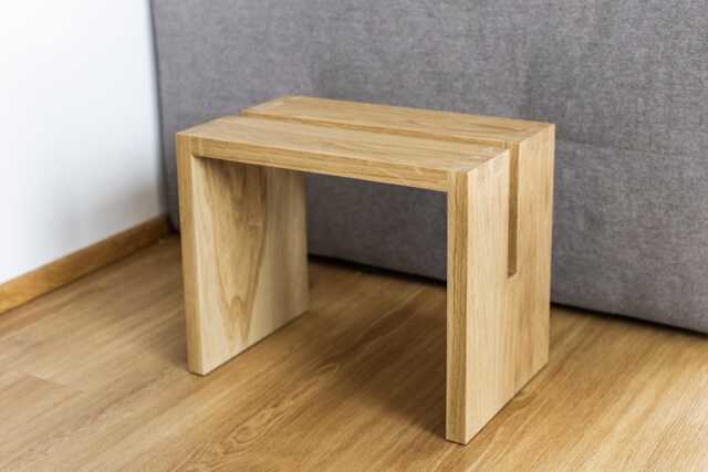 Handcrafted Solid Oak Wooden Stool, Handmade Side Table, Bathroom Stool, Versatile & Compact Furniture - image 1