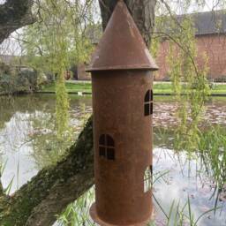 Garden Hanging Rusty Metal Bird House Style Lantern - thumbnail 3