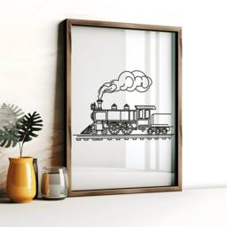 Minimal Train Poster Set - 3 Prints - Boys Bedroom Artwork Locomotive Wall Art Room Decor Steam Trains Pictures - thumbnail 3