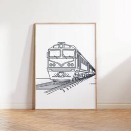 Minimal Train Poster Set - 3 Prints - Boys Bedroom Artwork Locomotive Wall Art Room Decor Steam Trains Pictures - thumbnail 2