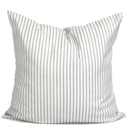 Ticking Pillow Cover Sale, Storm Gray Covers For 14x14, 18x18, 16x16 Inserts - thumbnail 2