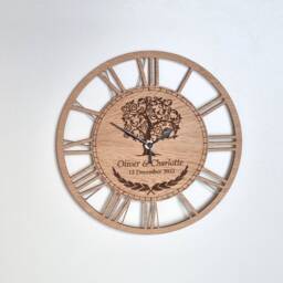 Personalised Wall Clock Silent Nonticking Large Wooden Wedding Anniversary Family Gift - thumbnail 4