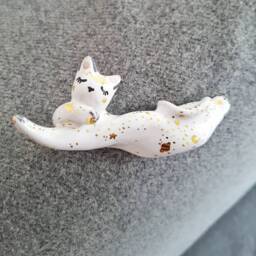 Moon Phases Cat Figurine, Cake Toppers, Celestial Art, Crescent Cat, Sailor Moon, Ceramic Crazy Lady, Milky Way - thumbnail 2