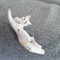 Moon Phases Cat Figurine, Cake Toppers, Celestial Art, Crescent Cat, Sailor Moon, Ceramic Crazy Lady, Milky Way - thumbnail 4