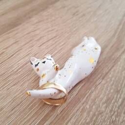 Moon Phases Cat Figurine, Cake Toppers, Celestial Art, Crescent Cat, Sailor Moon, Ceramic Crazy Lady, Milky Way - thumbnail 3