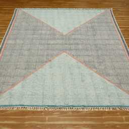 Hand Block Printed Cotton Dhurrie Rug India, Sage Green Rose Pink Geometric Trellis Runner - thumbnail 2