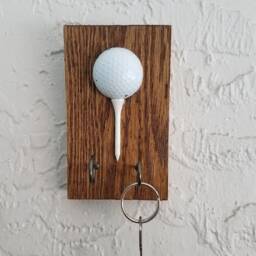 Golf Ball Key Holder, Beach Rack, Ring Golfer Gifts, Leash Hook, Gifts For Men, Man Cave Decor - thumbnail 2