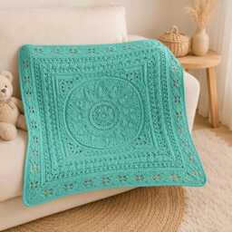 Crocheted Baby Blanket - Room Mint Green Nursery , Stroller Blanket, Playpen Rug, Babygirl Boy - thumbnail 3