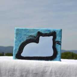 Black Kitten Mirror, Small Wall Mirror, Cute Black Kitty, Perfect Gift For Cat Lovers, Decor, Blue Mirror With Cat - thumbnail 1