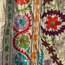 Suzani Embroidered Cotton Throw - Handmade Decorative Blanket For Sofa & Bed - thumbnail 3