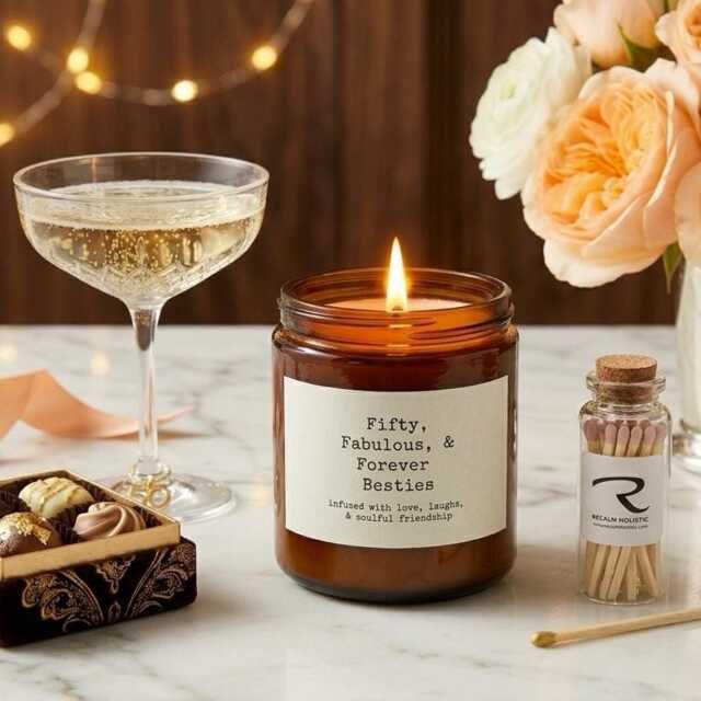 50Th Birthday Gift, Fifty & Fabulous, Best Friend Aromatherapy Candle, Personalised Milestone Birthday, Gift For Her, Vegan - image 1