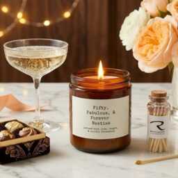 50Th Birthday Gift, Fifty & Fabulous, Best Friend Aromatherapy Candle, Personalised Milestone Birthday, Gift For Her, Vegan - thumbnail 1