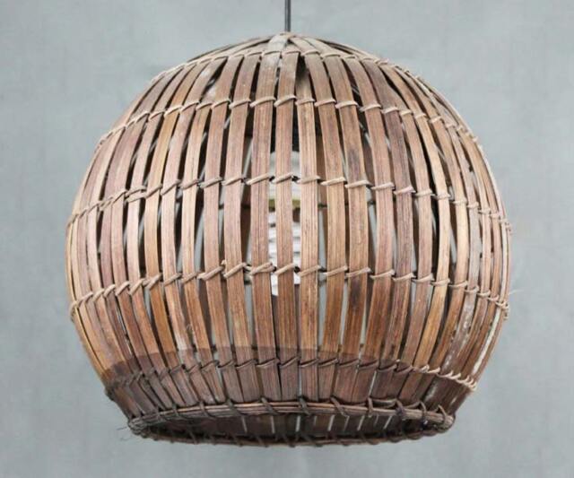 Bamboo Sphere Pendant Light Natural Woven Lampshade - image 1