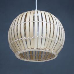 Bamboo Sphere Pendant Light Natural Woven Lampshade - thumbnail 3