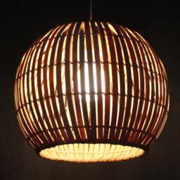 Bamboo Sphere Pendant Light Natural Woven Lampshade - thumbnail 2