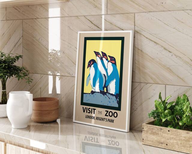 London Zoo Regents Park Wall Art Print, Vintage Style Travel Poster, Animal Lover Home Decor, Living Room Wildlife - image 1