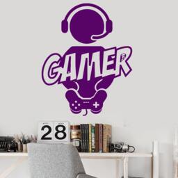 Wall Vinyl Decal Children's Room Decor Gamer Tools Joysticks Computers Games Gaming Decoration - #1114Dz - thumbnail 2